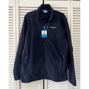 New With Tags-Mens Columbia Full Zip Fleece Jacket Collegiate Navy Size Large